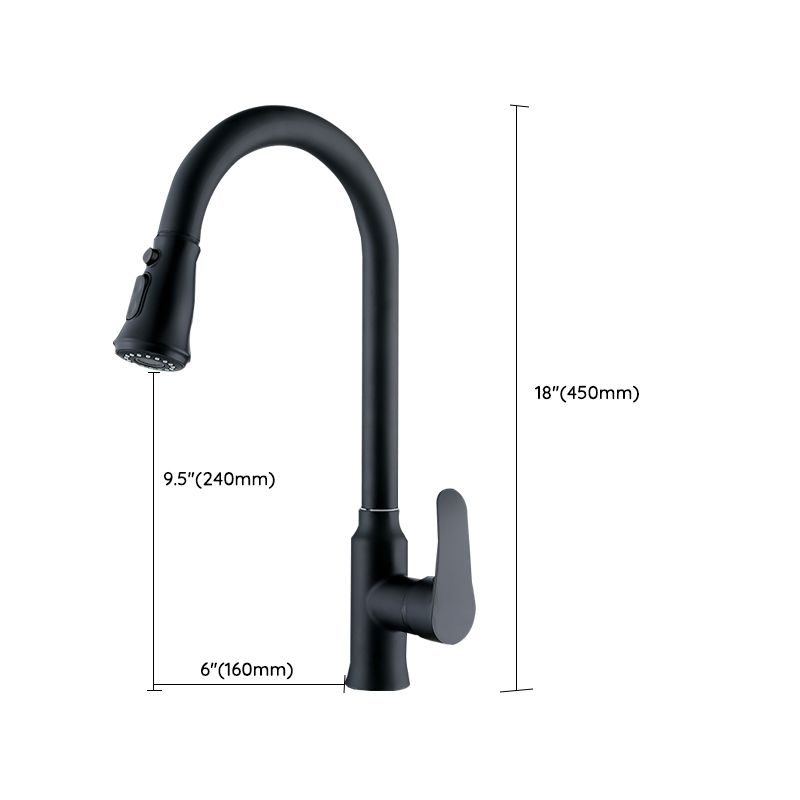 Modern Style Kitchen Faucet Copper Lever Handle Gooseneck Kitchen Faucet Clearhalo 'Home Improvement' 'home_improvement' 'home_improvement_kitchen_faucets' 'Kitchen Faucets' 'Kitchen Remodel & Kitchen Fixtures' 'Kitchen Sinks & Faucet Components' 'kitchen_faucets' 1200x1200_1bc3e607-8f3a-4ced-8e1b-6ac4bb4e1cb3