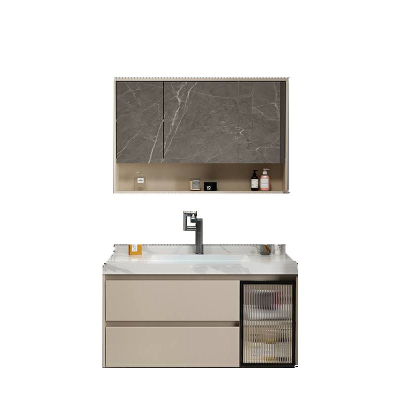 Single Sink Bathroom Vanity Set White 2 Drawers Wall-Mounted Wood Frame Rectangular Clearhalo 'Bathroom Remodel & Bathroom Fixtures' 'Bathroom Vanities' 'bathroom_vanities' 'Home Improvement' 'home_improvement' 'home_improvement_bathroom_vanities' 1200x1200_1bd409d2-510e-4903-b2de-4f24abeee2dd