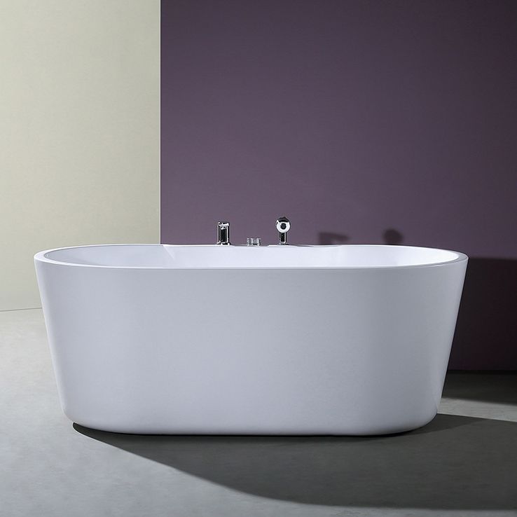 Acrylic Oval Bathtub with Faucet Soaking Freestanding Tub for Bathroom Clearhalo 'Bathroom Remodel & Bathroom Fixtures' 'Bathtubs' 'Home Improvement' 'home_improvement' 'home_improvement_bathtubs' 'Showers & Bathtubs' 1200x1200_1bdf0f7b-00a7-4ab6-af8c-ab55ab730d5b