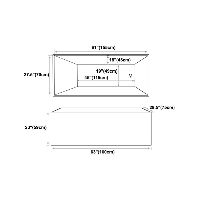 Modern Rectangular Bath Tub Acrylic Freestanding Bathtub for Home Clearhalo 'Bathroom Remodel & Bathroom Fixtures' 'Bathtubs' 'Home Improvement' 'home_improvement' 'home_improvement_bathtubs' 'Showers & Bathtubs' 1200x1200_1bf114e8-4c9f-4295-b848-0854ff7ad300