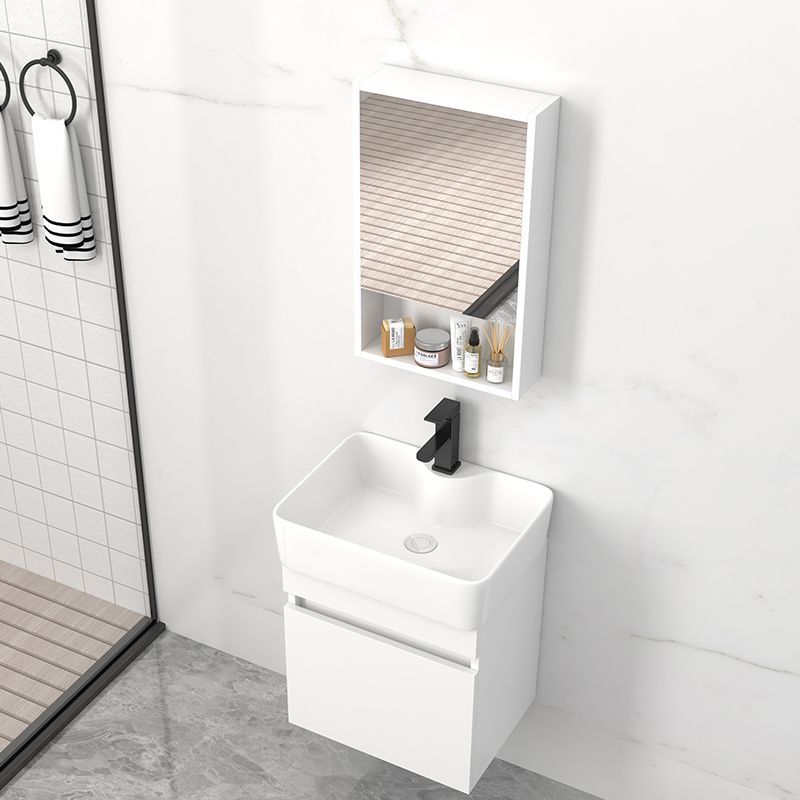 Rectangular Single Sink Bathroom Vanity Modern White Wall Mount Vanity Set Clearhalo 'Bathroom Remodel & Bathroom Fixtures' 'Bathroom Vanities' 'bathroom_vanities' 'Home Improvement' 'home_improvement' 'home_improvement_bathroom_vanities' 1200x1200_1bf37ca8-5493-4953-8cb9-a2658b309e4d