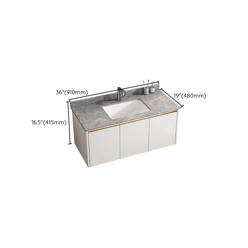 White Metal Frame Vanity 2 Doors Wall Mount Single Sink Mirror Faucet Rectangular Vanity Clearhalo 'Bathroom Remodel & Bathroom Fixtures' 'Bathroom Vanities' 'bathroom_vanities' 'Home Improvement' 'home_improvement' 'home_improvement_bathroom_vanities' 1200x1200_1bf59108-0b5f-4d28-bbbc-6bf8a04b3b0d