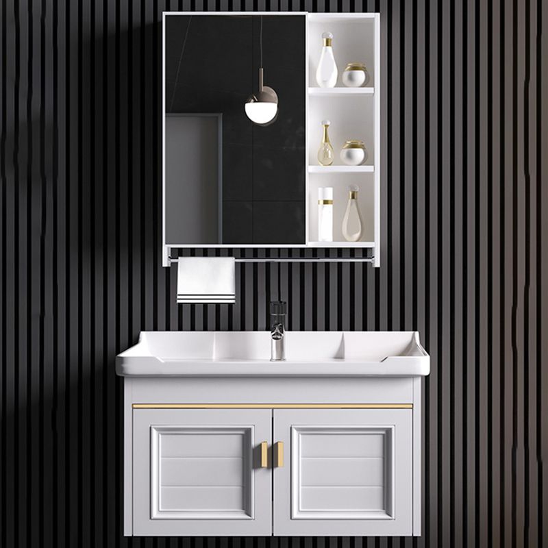 Wall Mounted Sink Vanity Contemporary Metal Bathroom Sink Vanity Clearhalo 'Bathroom Remodel & Bathroom Fixtures' 'Bathroom Vanities' 'bathroom_vanities' 'Home Improvement' 'home_improvement' 'home_improvement_bathroom_vanities' 1200x1200_1c03c3f9-d630-464f-9a0f-5fd39cf00a91