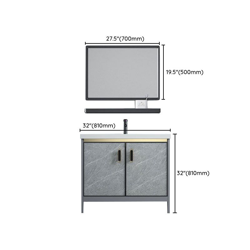 Modern Freestanding Vanity Sink Metal Bathroom Vanity Cabinet with Mirror Cabinet Clearhalo 'Bathroom Remodel & Bathroom Fixtures' 'Bathroom Vanities' 'bathroom_vanities' 'Home Improvement' 'home_improvement' 'home_improvement_bathroom_vanities' 1200x1200_1c0688b8-829c-4ae8-aaaa-06d77a1a4aa9