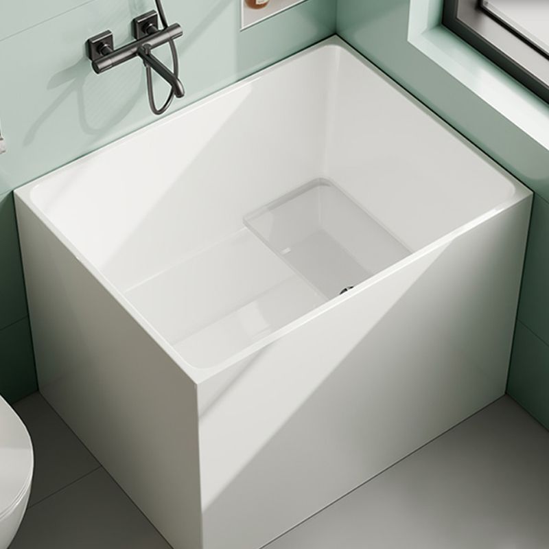 Modern Rectangle White Bathtub Acrylic Back to Wall with Drain Bath Tub Clearhalo 'Bathroom Remodel & Bathroom Fixtures' 'Bathtubs' 'Home Improvement' 'home_improvement' 'home_improvement_bathtubs' 'Showers & Bathtubs' 1200x1200_1c65de34-2c3d-49a1-a54d-e673de3364c0