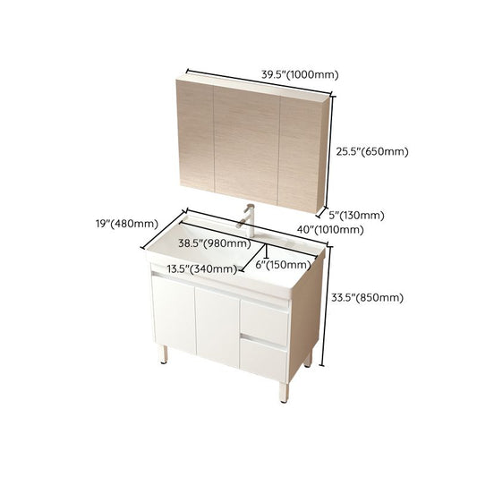 Wooden Sink Vanity Modern White Single-Sink Rectangular Vanity Set Clearhalo 'Bathroom Remodel & Bathroom Fixtures' 'Bathroom Vanities' 'bathroom_vanities' 'Home Improvement' 'home_improvement' 'home_improvement_bathroom_vanities' 1200x1200_1c7b79c9-7d39-411b-bdbe-2fa5341b5601