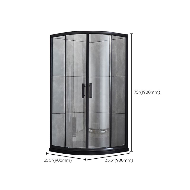 Rounded Matt Black Shower Enclosure Tempered Glass Corner Shower Enclosure Clearhalo 'Bathroom Remodel & Bathroom Fixtures' 'Home Improvement' 'home_improvement' 'home_improvement_shower_stalls_enclosures' 'Shower Stalls & Enclosures' 'shower_stalls_enclosures' 'Showers & Bathtubs' 1200x1200_1c8d677f-8d2d-40f6-a9be-20a2e1a4307d