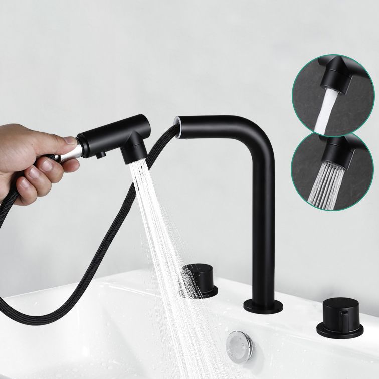 Pull-out Widespread Sink Faucet 2-Handle Vessel Sink Faucet with Angle Valve and Drain Clearhalo 'bathroom_sink_faucets' 'Conjunta de Baño y Conjunta de Grifo' 'Coronamiento de Baño y Dispositivo de Baño' 'Grifo del lavabo del baño' 'Hogar' 'home_improvement' 'home_improvement_bathroom_sink_faucets' 'Mejoras para el hogar' 1200x1200_1c92228c-cc09-4d8d-8765-3e244998d6f0