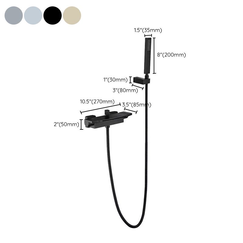 Modern Bathroom Tub Spout Wall Mounted Fixed Waterfall Faucet Clearhalo 'Bathroom Remodel & Bathroom Fixtures' 'Bathtub Faucets' 'bathtub_faucets' 'Home Improvement' 'home_improvement' 'home_improvement_bathtub_faucets' 1200x1200_1ca36325-92ff-4753-8c1b-b75bbdd02bb1