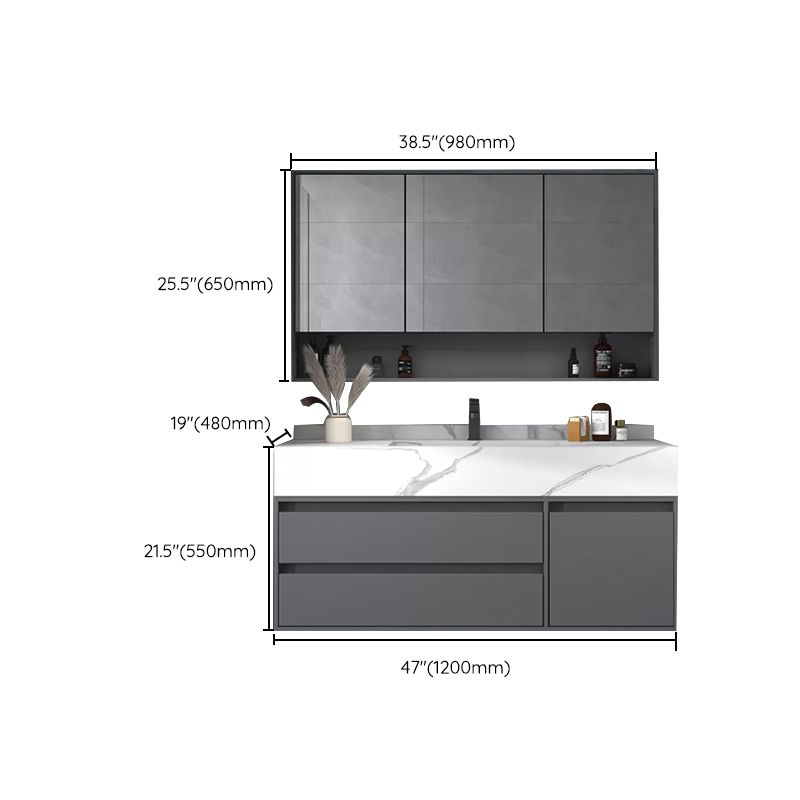 Modern Bathroom Vanity Set Mirror Included Rectangular Sink Drawer Sink Vanity Clearhalo 'Bathroom Remodel & Bathroom Fixtures' 'Bathroom Vanities' 'bathroom_vanities' 'Home Improvement' 'home_improvement' 'home_improvement_bathroom_vanities' 1200x1200_1cb6ac4b-45e4-4f8b-b1bc-9aef3beef72d