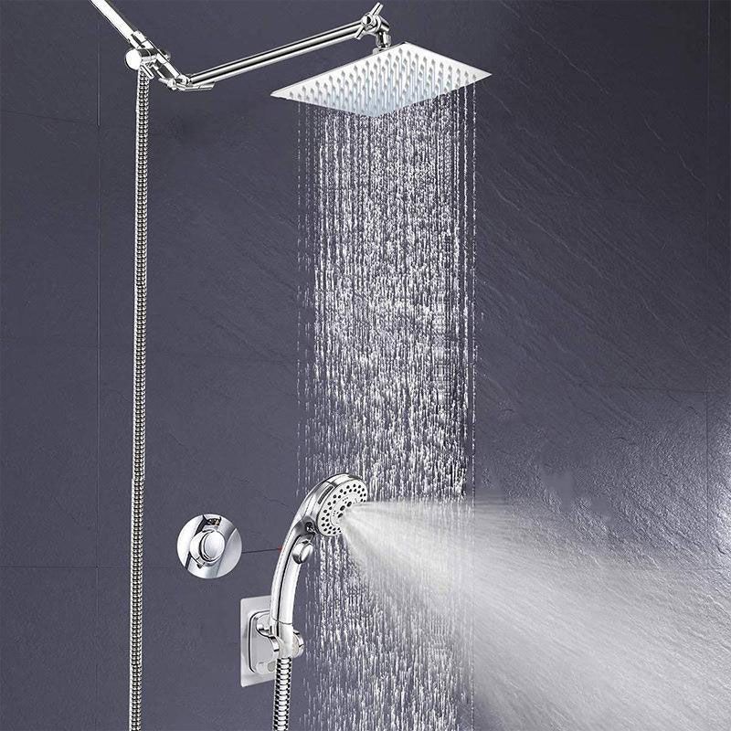 Stainless Steel 8 Inch Shower Set 5 Sprays Hand-Held Shower Head Shower Arm Clearhalo 'Bathroom Remodel & Bathroom Fixtures' 'Home Improvement' 'home_improvement' 'home_improvement_shower_heads' 'Shower Heads' 'shower_heads' 'Showers & Bathtubs Plumbing' 'Showers & Bathtubs' 1200x1200_1cc44d50-0cbd-4a92-8637-508d03eb3f89