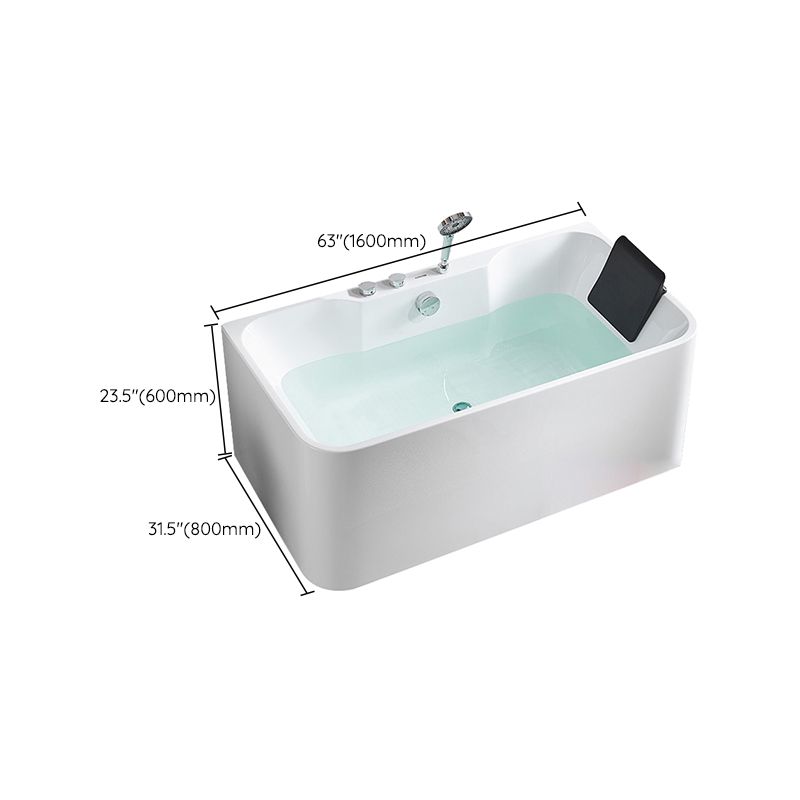 Modern White Rectangle Bathtub Acrylic Back to Wall with Drain Bath Tub Clearhalo 'Bathroom Remodel & Bathroom Fixtures' 'Bathtubs' 'Home Improvement' 'home_improvement' 'home_improvement_bathtubs' 'Showers & Bathtubs' 1200x1200_1cc70909-6ca0-429f-8392-a6d3dcb87bfa