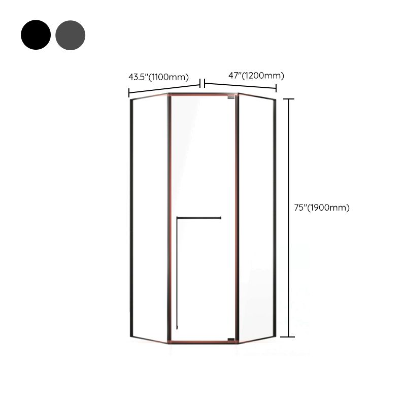 Diamond-shaped Shower Room Inside and Outside Pivot Shower Screen Clearhalo 'Bathroom Remodel & Bathroom Fixtures' 'Home Improvement' 'home_improvement' 'home_improvement_shower_tub_doors' 'Shower and Tub Doors' 'shower_tub_doors' 'Showers & Bathtubs' 1200x1200_1ceec33b-890c-44c4-8891-79ca1a0c4c2a