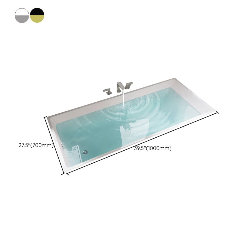 Modern Acrylic Rectangle Embedded with Drain Bath Tub and Overflow Hole Clearhalo 'Bathroom Remodel & Bathroom Fixtures' 'Bathtubs' 'Home Improvement' 'home_improvement' 'home_improvement_bathtubs' 'Showers & Bathtubs' 1200x1200_1cf7b69f-ff9d-4815-88af-cc46ae650dfe