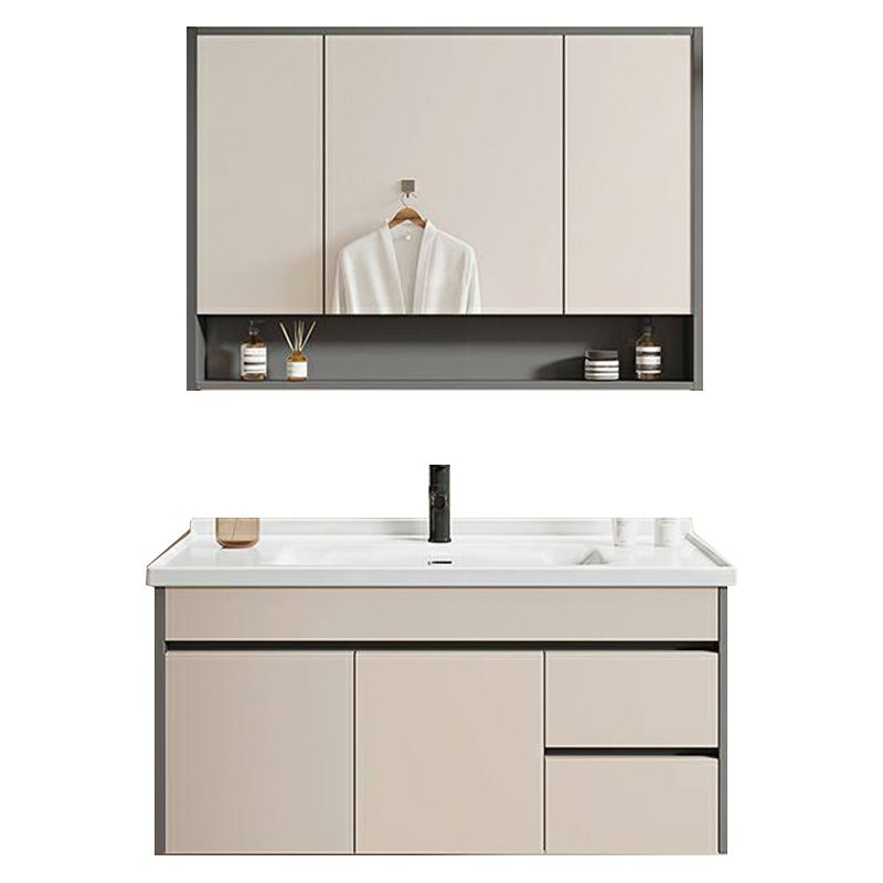 Contemporary Bathroom Sink Vanity Wall Mount Open Shelf with Soft Close Door Clearhalo 'Bathroom Remodel & Bathroom Fixtures' 'Bathroom Vanities' 'bathroom_vanities' 'Home Improvement' 'home_improvement' 'home_improvement_bathroom_vanities' 1200x1200_1d3668b5-11f8-4774-88ee-6bcedc05ebb2