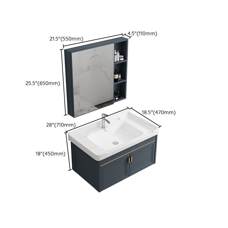 Modern Metal Blue Wall Mount Sink Vanity Faucet Included for Bathroom Clearhalo 'Bathroom Remodel & Bathroom Fixtures' 'Bathroom Vanities' 'bathroom_vanities' 'Home Improvement' 'home_improvement' 'home_improvement_bathroom_vanities' 1200x1200_1d3c67c1-fb74-46b9-b3aa-d8e4a944f595