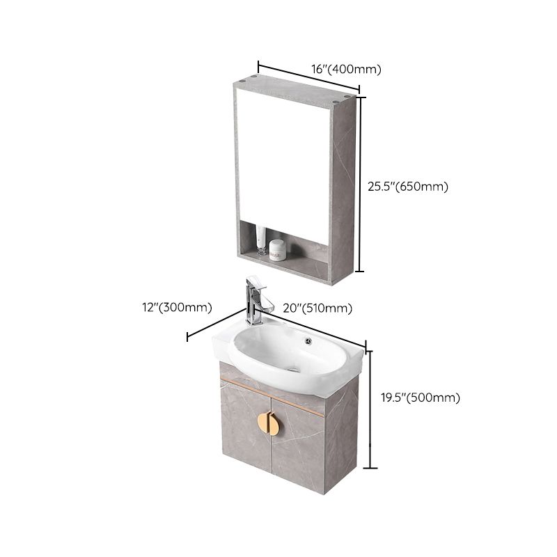 Rectangular Glam Sink Vanity Ceramic Single Wall Mount Vanity Set Clearhalo 'Bathroom Remodel & Bathroom Fixtures' 'Bathroom Vanities' 'bathroom_vanities' 'Home Improvement' 'home_improvement' 'home_improvement_bathroom_vanities' 1200x1200_1d5c702e-e0ea-4979-8367-d7b5d83bd857