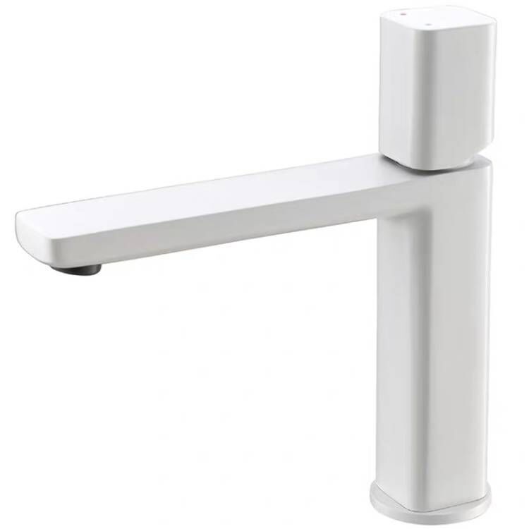 Modern Knob Handle Sink Faucet White Brass Bathroom Sink Faucet Clearhalo 'Bathroom Remodel & Bathroom Fixtures' 'Bathroom Sink Faucets' 'Bathroom Sinks & Faucet Components' 'bathroom_sink_faucets' 'Home Improvement' 'home_improvement' 'home_improvement_bathroom_sink_faucets' 1200x1200_1d6a6de9-b119-485b-80d0-af656ffc5d90