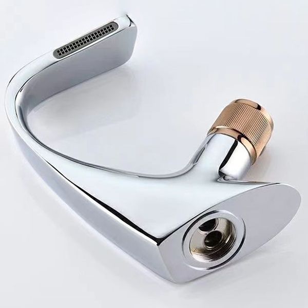 Knob Handle Faucet Contemporary Style Faucet with Waterfall Spout Clearhalo 'Bathroom Remodel & Bathroom Fixtures' 'Bathroom Sink Faucets' 'Bathroom Sinks & Faucet Components' 'bathroom_sink_faucets' 'Home Improvement' 'home_improvement' 'home_improvement_bathroom_sink_faucets' 1200x1200_1d6e98b5-dfb9-43f6-8a36-d5bdb41610a7