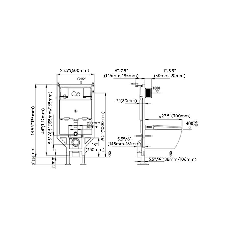 Modern Ceramic Flush Toilet Wall Hung Urine Toilet with Slow Close Seat for Washroom Clearhalo 'Bathroom Remodel & Bathroom Fixtures' 'Home Improvement' 'home_improvement' 'home_improvement_toilets' 'Toilets & Bidets' 'Toilets' 1200x1200_1d780a60-0ab1-4d8d-ae08-af998ac29a13