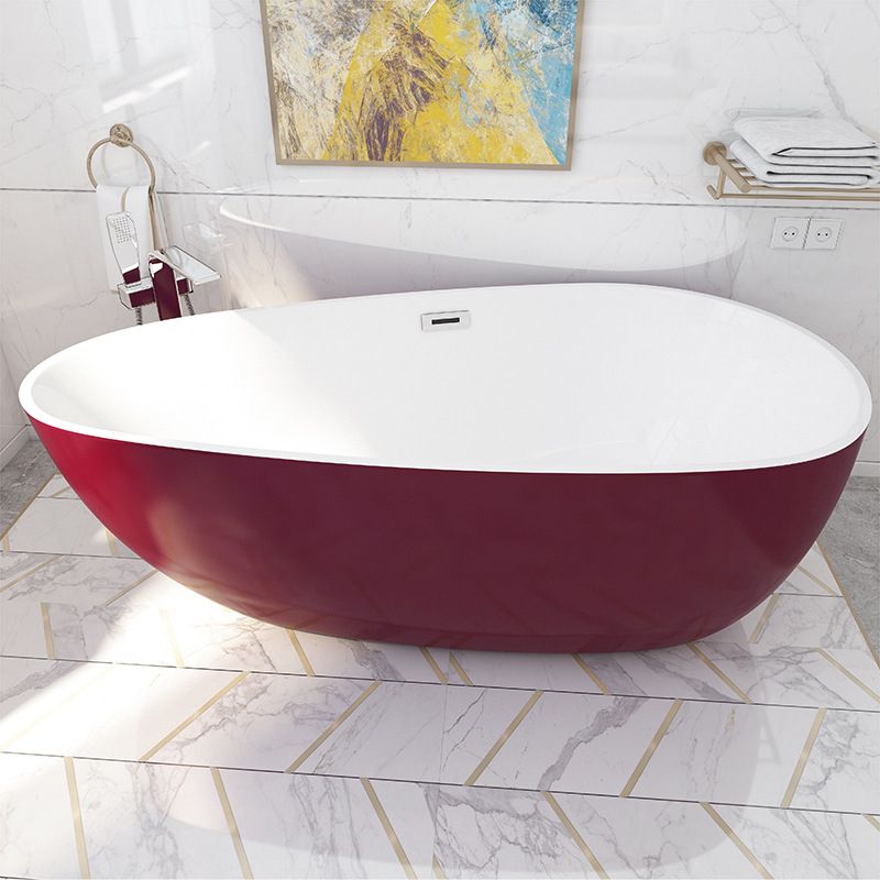 Matte Finish Oval Bathtub with Drain and Overflow Trim Acrylic Soaking Freestanding Tub Clearhalo 'Bathroom Remodel & Bathroom Fixtures' 'Bathtubs' 'Home Improvement' 'home_improvement' 'home_improvement_bathtubs' 'Showers & Bathtubs' 1200x1200_1d878107-1d5f-40c6-84e7-32650664359c