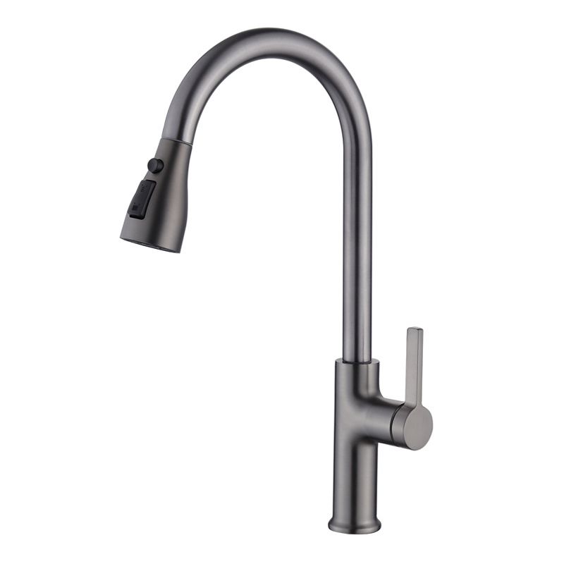 Contemporary Style Kitchen Faucet Copper 1-Handle Retractable High Arc Kitchen Faucet Clearhalo 'Home Improvement' 'home_improvement' 'home_improvement_kitchen_faucets' 'Kitchen Faucets' 'Kitchen Remodel & Kitchen Fixtures' 'Kitchen Sinks & Faucet Components' 'kitchen_faucets' 1200x1200_1da97897-0ee8-435c-a2df-75426fd53cb3