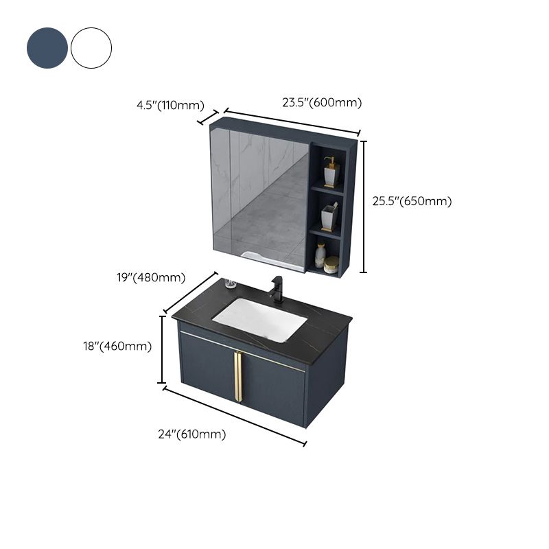 Rectangular Contemporary Bathroom Vanity Set Stainless Steel Sink Cabinet Clearhalo 'Bathroom Remodel & Bathroom Fixtures' 'Bathroom Vanities' 'bathroom_vanities' 'Home Improvement' 'home_improvement' 'home_improvement_bathroom_vanities' 1200x1200_1dcb2a0c-1c68-459f-83c1-561c646f39fd