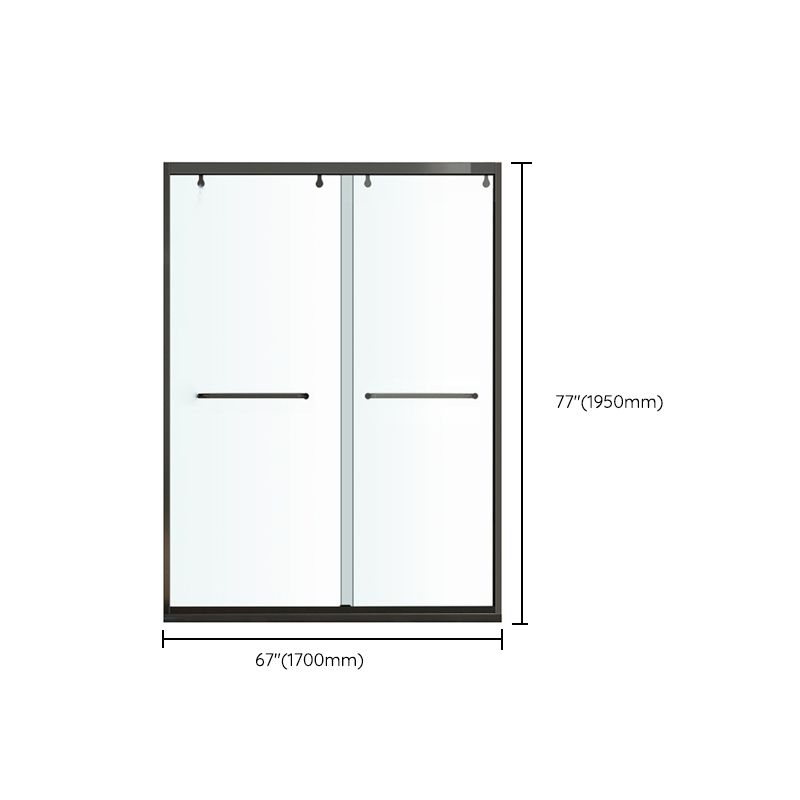 One-shaped Semi-frameless Double Sliding Shower Door, Bathroom Tempered Glass Door Clearhalo 'Bathroom Remodel & Bathroom Fixtures' 'Home Improvement' 'home_improvement' 'home_improvement_shower_tub_doors' 'Shower and Tub Doors' 'shower_tub_doors' 'Showers & Bathtubs' 1200x1200_1e04fe52-9e98-4599-a336-b0999d9ddf9c