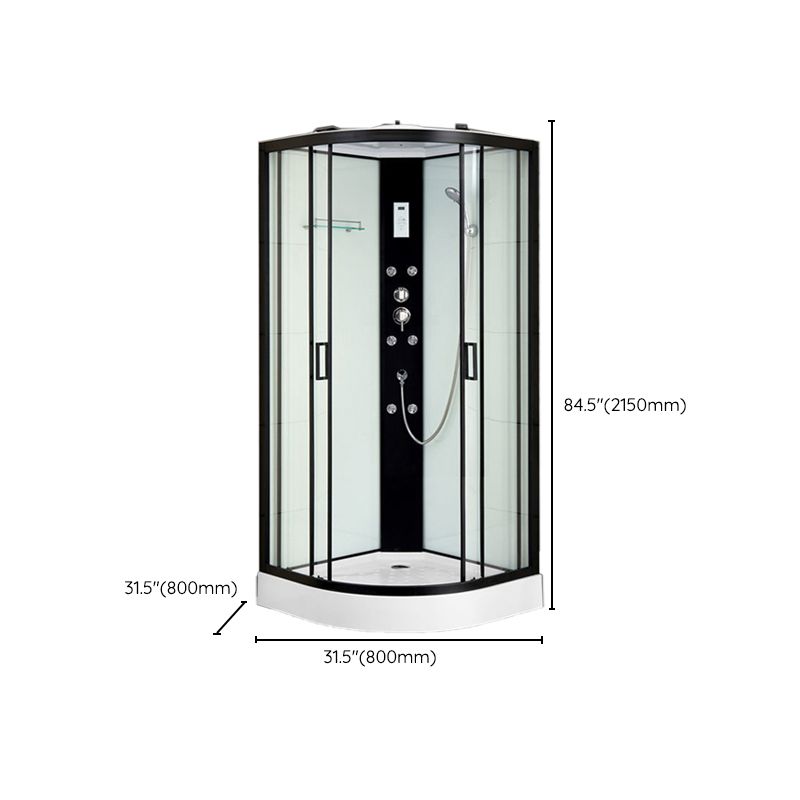 Black Framed Shower Enclosure Double Sliding Round Shower Stall Clearhalo 'Bathroom Remodel & Bathroom Fixtures' 'Home Improvement' 'home_improvement' 'home_improvement_shower_stalls_enclosures' 'Shower Stalls & Enclosures' 'shower_stalls_enclosures' 'Showers & Bathtubs' 1200x1200_1e1c5191-017b-4c48-9d30-85fdc1368126