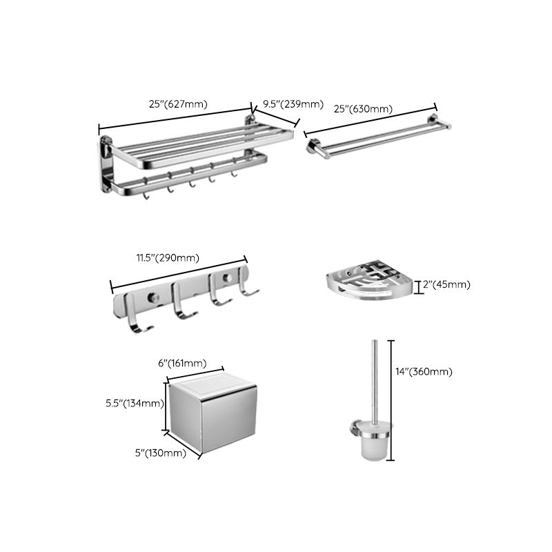 Modern Steel Bath Hardware Set Sliver Bathroom Accessory Kit Clearhalo 'Bathroom Hardware Sets' 'Bathroom Hardware' 'Bathroom Remodel & Bathroom Fixtures' 'bathroom_hardware_sets' 'Home Improvement' 'home_improvement' 'home_improvement_bathroom_hardware_sets' 1200x1200_1e379576-9df3-48ce-a6f5-83aba897df37