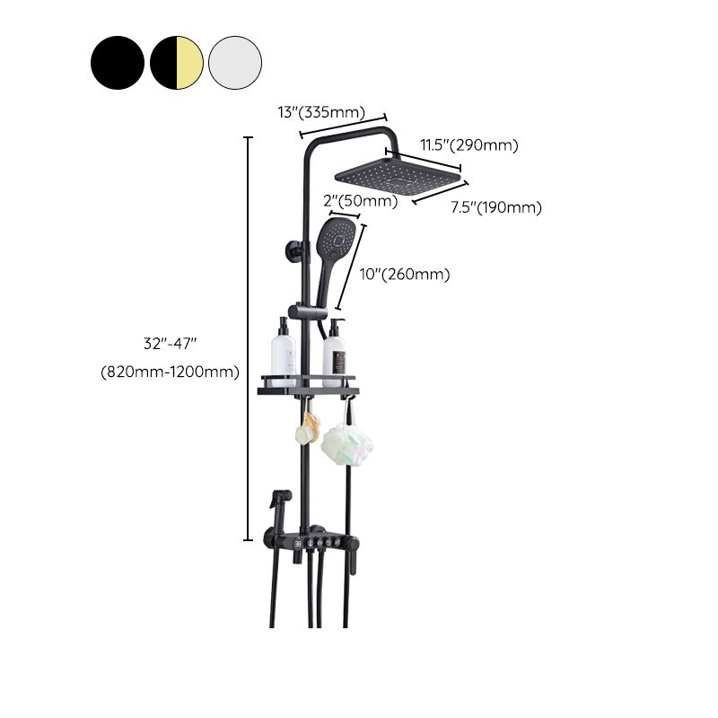 Modern Volume Control Shower Dual Shower Head Square Shower Faucet with Massage Jets Clearhalo 'Bathroom Remodel & Bathroom Fixtures' 'Home Improvement' 'home_improvement' 'home_improvement_shower_faucets' 'Shower Faucets & Systems' 'shower_faucets' 'Showers & Bathtubs Plumbing' 'Showers & Bathtubs' 1200x1200_1e403910-684a-4898-8f14-944555f43f5b