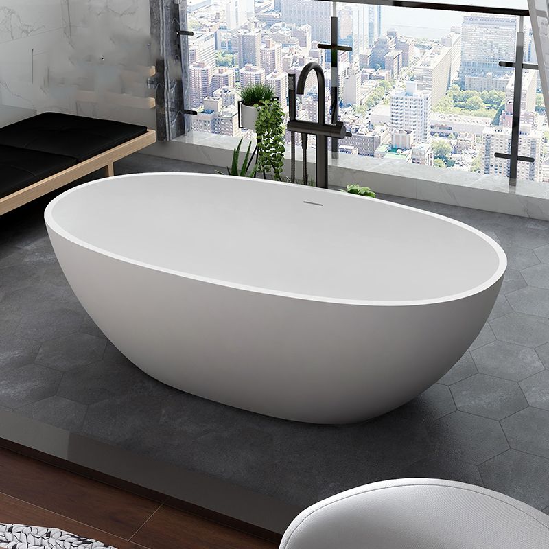 Modern Stone Ellipse Bathtub Freestand Soaking Bathtub with Drain Bath Tub Clearhalo 'Bathroom Remodel & Bathroom Fixtures' 'Bathtubs' 'Home Improvement' 'home_improvement' 'home_improvement_bathtubs' 'Showers & Bathtubs' 1200x1200_1e86b175-cf4c-4262-bc3c-0cc7ef859005