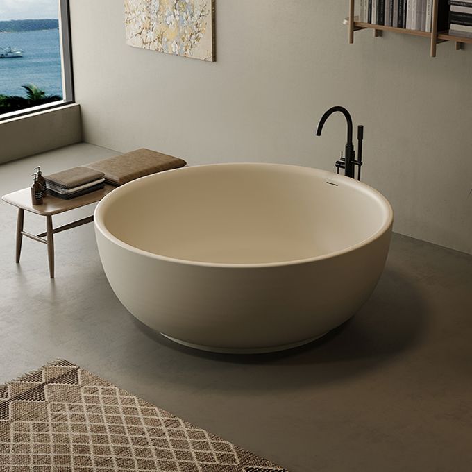 Antique Finish Soaking Bathtub Stand Alone Round Modern Bath Tub Clearhalo 'Bathroom Remodel & Bathroom Fixtures' 'Bathtubs' 'Home Improvement' 'home_improvement' 'home_improvement_bathtubs' 'Showers & Bathtubs' 1200x1200_1ea0d323-d126-4945-9293-d56eb8e62f75