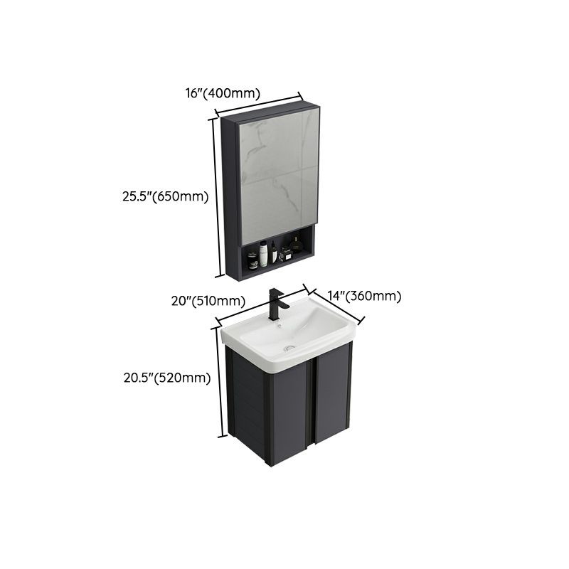 Wall Mount Modern Single-Sink Open Console with Sink Set with Soft Close Door Clearhalo 'Bathroom Remodel & Bathroom Fixtures' 'Bathroom Vanities' 'bathroom_vanities' 'Home Improvement' 'home_improvement' 'home_improvement_bathroom_vanities' 1200x1200_1ec5d485-a4e2-4903-9b9d-92fc3260b02a