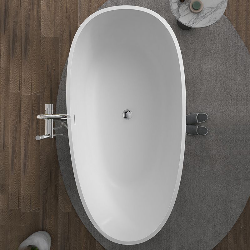 Modern Ellipse Stone Bathtub Freestand Soaking Bathtub with Overflow Hole Clearhalo 'Bathroom Remodel & Bathroom Fixtures' 'Bathtubs' 'Home Improvement' 'home_improvement' 'home_improvement_bathtubs' 'Showers & Bathtubs' 1200x1200_1ed539d6-0c9e-45bd-968e-b86798448f6c