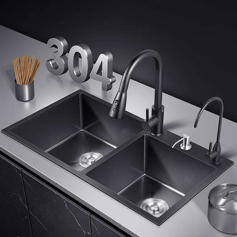 Modern Style Kitchen Sink Drop-In Corrosion Resistant Kitchen Double Sink Clearhalo 'Home Improvement' 'home_improvement' 'home_improvement_kitchen_sinks' 'Kitchen Remodel & Kitchen Fixtures' 'Kitchen Sinks & Faucet Components' 'Kitchen Sinks' 'kitchen_sinks' 1200x1200_1ede02ba-9197-48cb-8aab-69b3cccbe10b