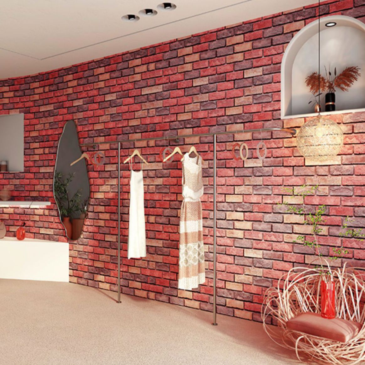 Industrial Wall Plank Brick Print Bathroom and Living Room Wall Panels Clearhalo 'Flooring 'Home Improvement' 'home_improvement' 'home_improvement_wall_paneling' 'Wall Paneling' 'wall_paneling' 'Walls & Ceilings' Walls and Ceiling' 1200x1200_1efbb777-4daf-424c-803d-896d9bc1bb50