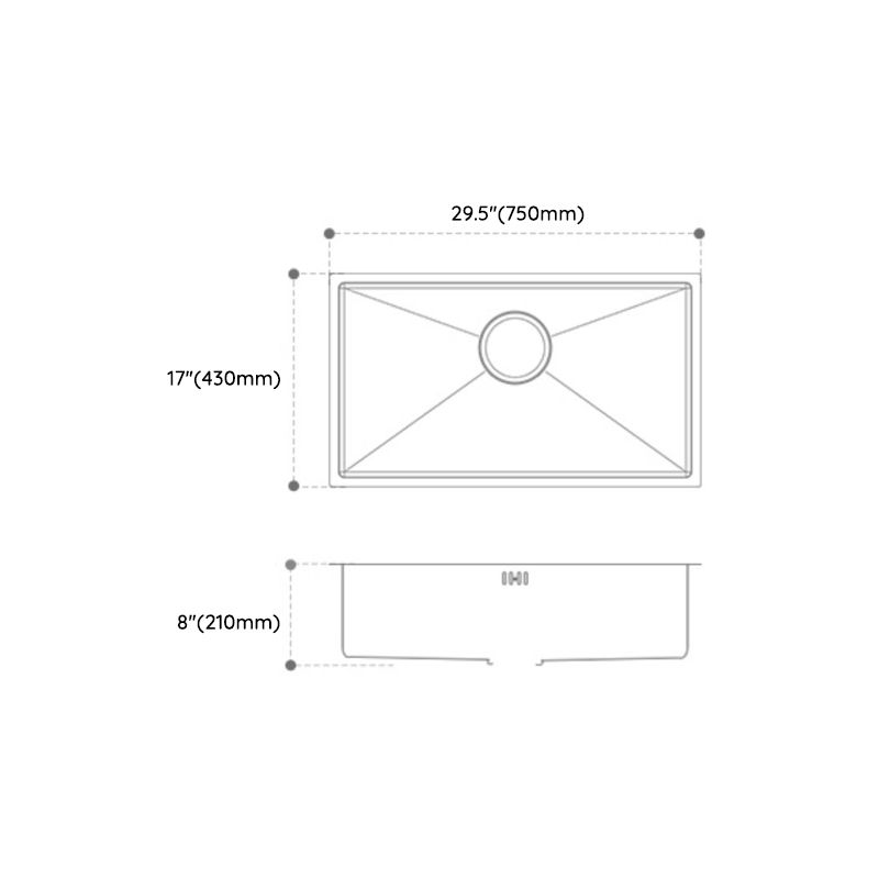 Stainless Steel Kitchen Sink Rectangular Shape Kitchen Sink with 1-Bowl Clearhalo 'Home Improvement' 'home_improvement' 'home_improvement_kitchen_sinks' 'Kitchen Remodel & Kitchen Fixtures' 'Kitchen Sinks & Faucet Components' 'Kitchen Sinks' 'kitchen_sinks' 1200x1200_1f233836-f5ed-4d41-9422-c62ce9f63a7f