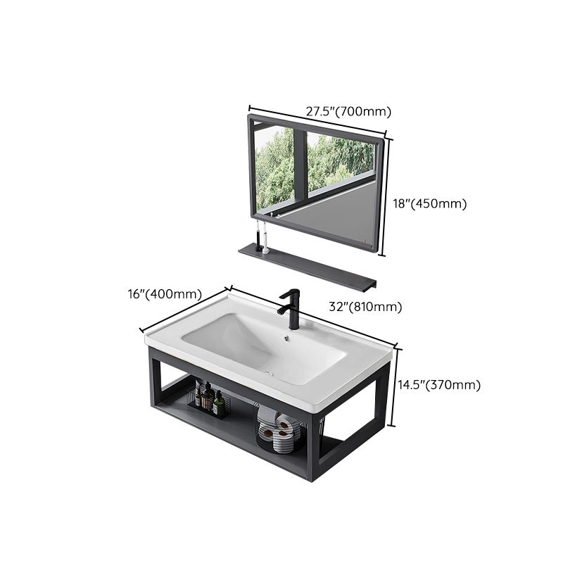 Single Modern Bath Vanity Wall Mount Metal Base Rectangular Bathroom Vanity Clearhalo 'Bathroom Remodel & Bathroom Fixtures' 'Bathroom Vanities' 'bathroom_vanities' 'Home Improvement' 'home_improvement' 'home_improvement_bathroom_vanities' 1200x1200_1f2408b9-4c20-4ef0-b18c-16963ded5ded