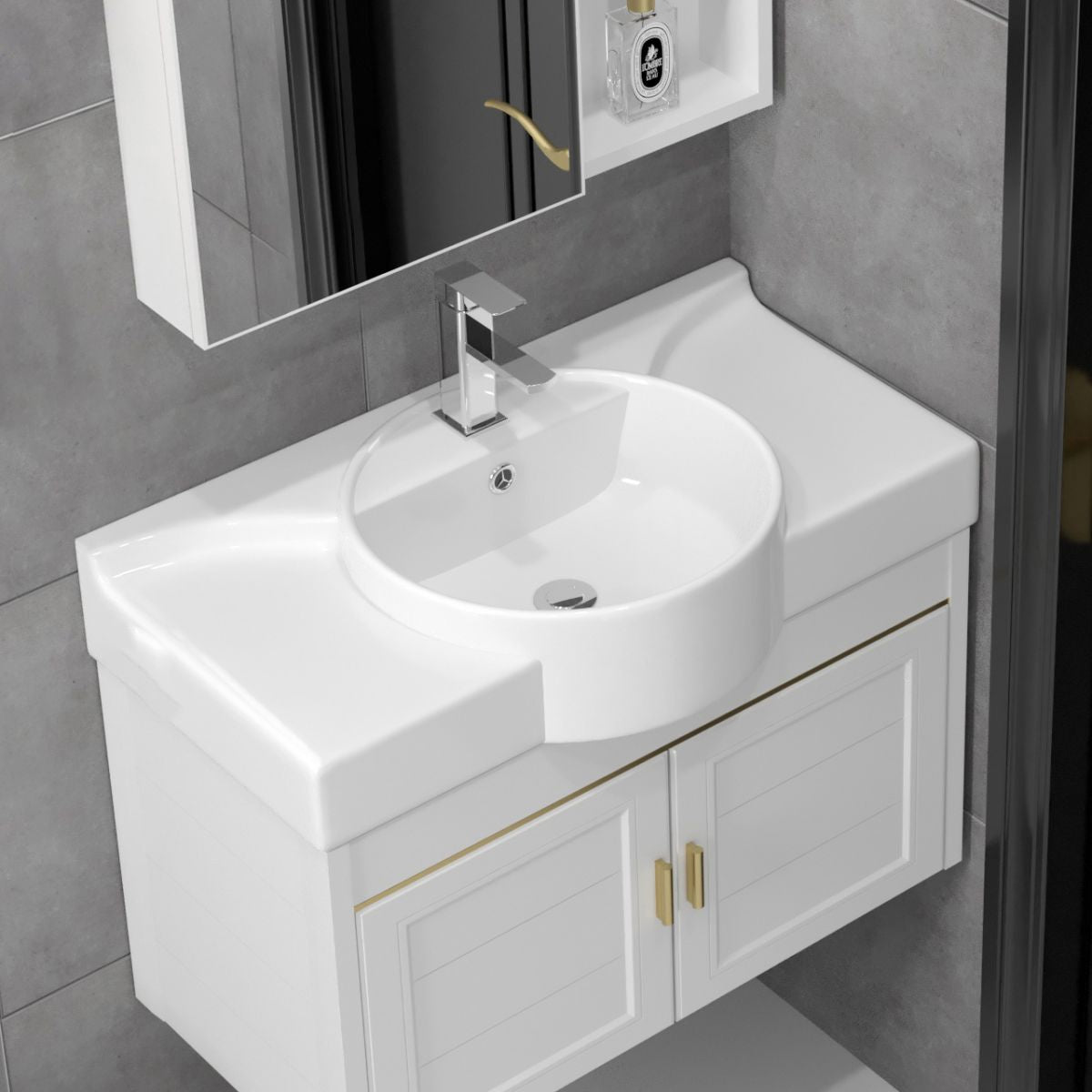 Wall Mount Glam Bathroom Vanity Metal Frame Single-Sink Gray Vanity Set Clearhalo 'Bathroom Remodel & Bathroom Fixtures' 'Bathroom Vanities' 'bathroom_vanities' 'Home Improvement' 'home_improvement' 'home_improvement_bathroom_vanities' 1200x1200_1f3e26fb-ad7f-451d-ba48-a670682756a4