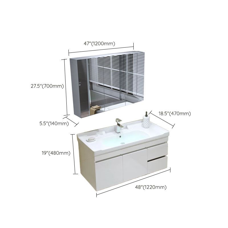 Modern Wall Mount Bathroom Sink Vanity with Faucet Sink Mirror Clearhalo 'Bathroom Remodel & Bathroom Fixtures' 'Bathroom Vanities' 'bathroom_vanities' 'Home Improvement' 'home_improvement' 'home_improvement_bathroom_vanities' 1200x1200_1f7d567f-49ed-4733-b163-aaea4b8dade2