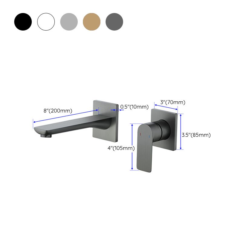 Lever Handle Wall Mounted Bathroom Faucet Modern Faucet with Hot and Cold Indication Clearhalo 'bathroom_sink_faucets' 'Conjunta de Baño y Conjunta de Grifo' 'Coronamiento de Baño y Dispositivo de Baño' 'Grifo del lavabo del baño' 'Hogar' 'home_improvement' 'home_improvement_bathroom_sink_faucets' 'Mejoras para el hogar' 1200x1200_1f9f04b3-bc3d-449d-b0cd-6dfd909032ce