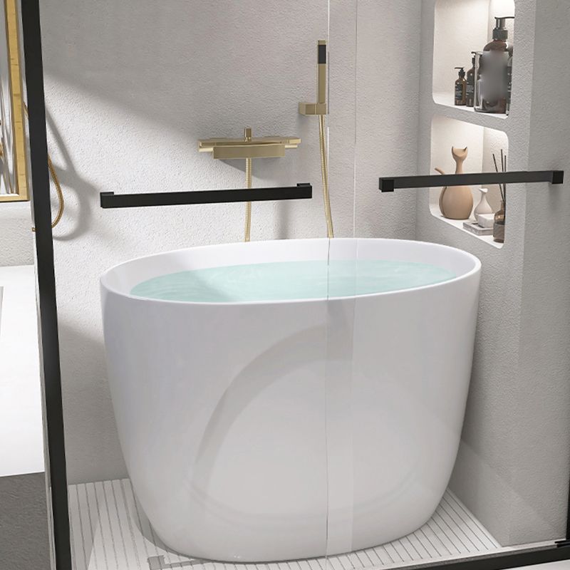 Modern Ellipse Acrylic White Bathtub Back to Wall with Drain Bath Tub Clearhalo 'Bathroom Remodel & Bathroom Fixtures' 'Bathtubs' 'Home Improvement' 'home_improvement' 'home_improvement_bathtubs' 'Showers & Bathtubs' 1200x1200_1fa055ca-84e0-4161-89f0-80c42440051a