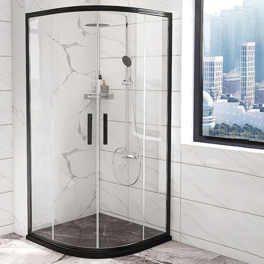 Semi-Frameless Double Sliding Shower Enclosure with Double Handles Clearhalo 'Bathroom Remodel & Bathroom Fixtures' 'Home Improvement' 'home_improvement' 'home_improvement_shower_stalls_enclosures' 'Shower Stalls & Enclosures' 'shower_stalls_enclosures' 'Showers & Bathtubs' 1200x1200_1fbbd9c9-cfae-4c69-a082-6a010a74074a