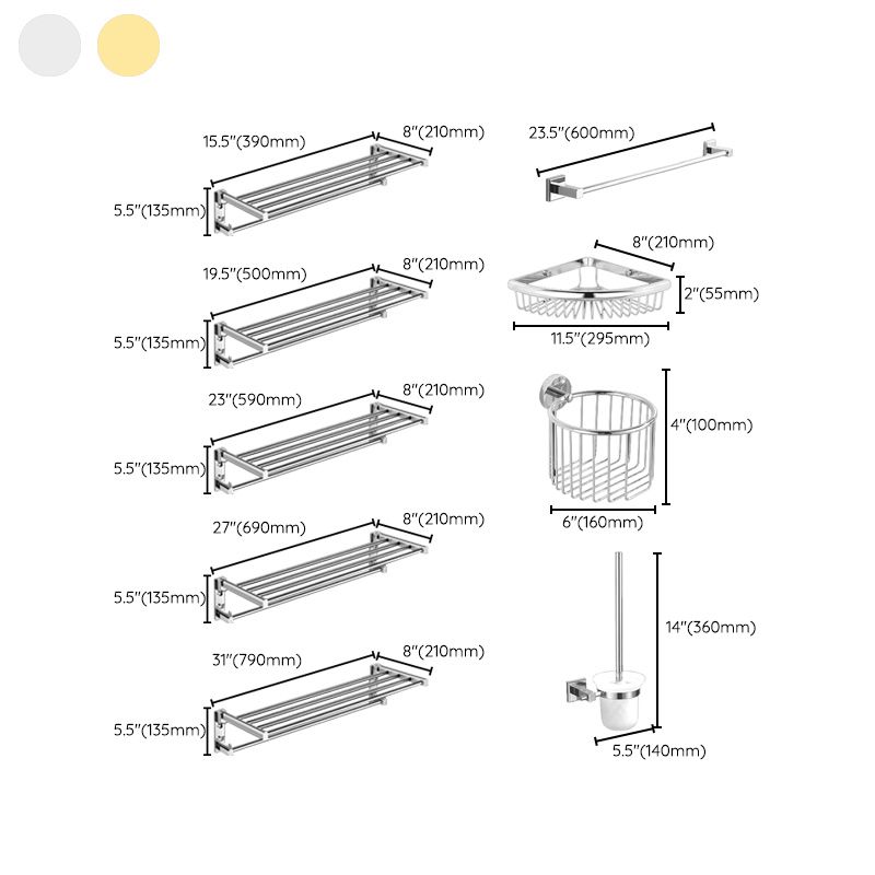 Traditional Brass Bathroom Accessory Set Polished Metal Bathroom Hardware Clearhalo 'Bathroom Hardware Sets' 'Bathroom Hardware' 'Bathroom Remodel & Bathroom Fixtures' 'bathroom_hardware_sets' 'Home Improvement' 'home_improvement' 'home_improvement_bathroom_hardware_sets' 1200x1200_1fc56448-b435-4d5c-a7ea-99376a0fabee