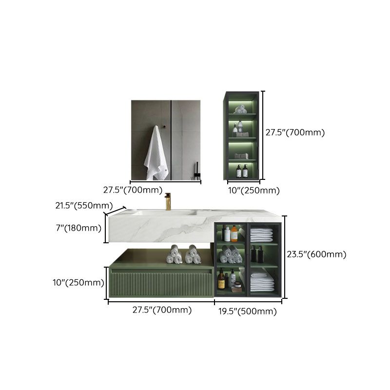 Modern Wall Mount Sink Vanity in Green with Mirror Drawers for Bathroom Clearhalo 'Bathroom Remodel & Bathroom Fixtures' 'Bathroom Vanities' 'bathroom_vanities' 'Home Improvement' 'home_improvement' 'home_improvement_bathroom_vanities' 1200x1200_1fd35cb3-d2a8-487a-b5f1-d77cb7392e2d