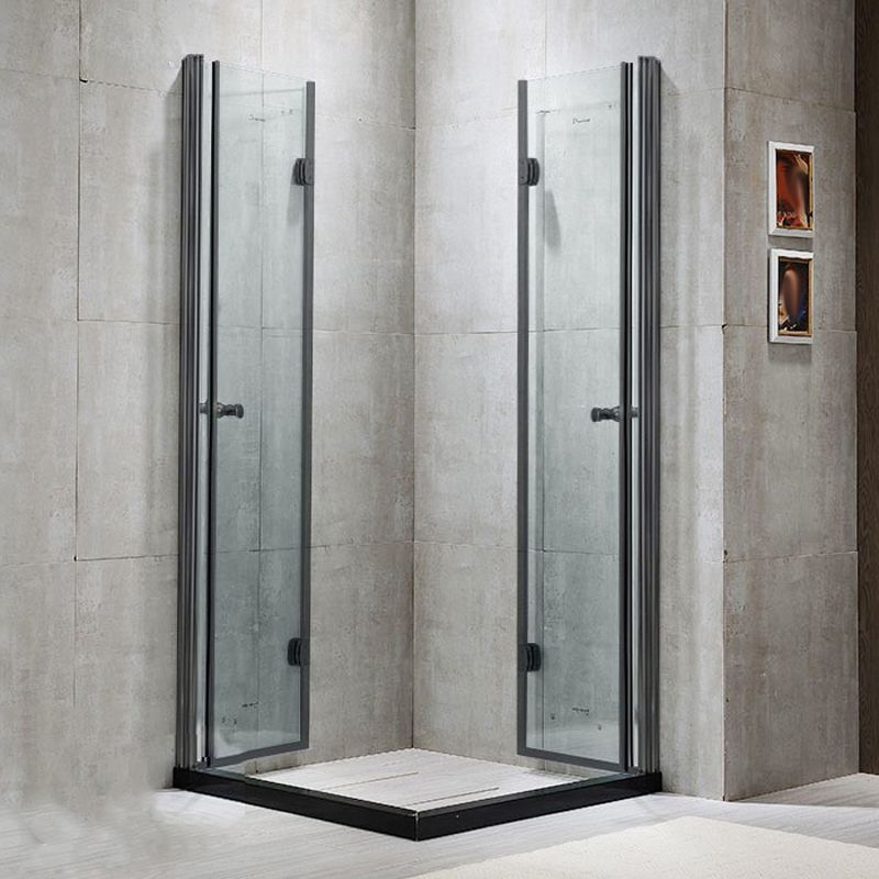 Modern Shower Stall Framed Corner Mounted Black Shower Enclosure Clearhalo 'Bathroom Remodel & Bathroom Fixtures' 'Home Improvement' 'home_improvement' 'home_improvement_shower_stalls_enclosures' 'Shower Stalls & Enclosures' 'shower_stalls_enclosures' 'Showers & Bathtubs' 1200x1200_1feba9d9-1913-4003-9377-5189c412f885