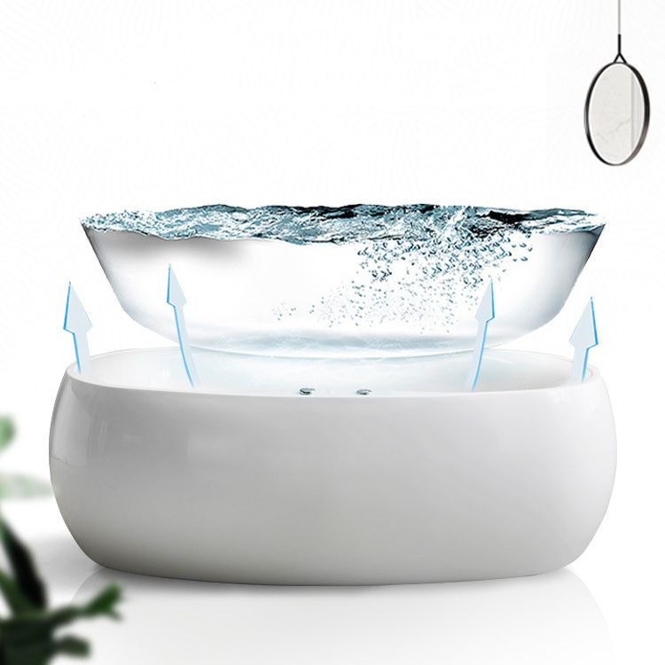 Modern Oval Acrylic Bathtub Hotel Freestanding Bath Tub in White Clearhalo 'Bathroom Remodel & Bathroom Fixtures' 'Bathtubs' 'Home Improvement' 'home_improvement' 'home_improvement_bathtubs' 'Showers & Bathtubs' 1200x1200_1ff14d4c-29f2-4961-ba5e-03c8ca2981a3