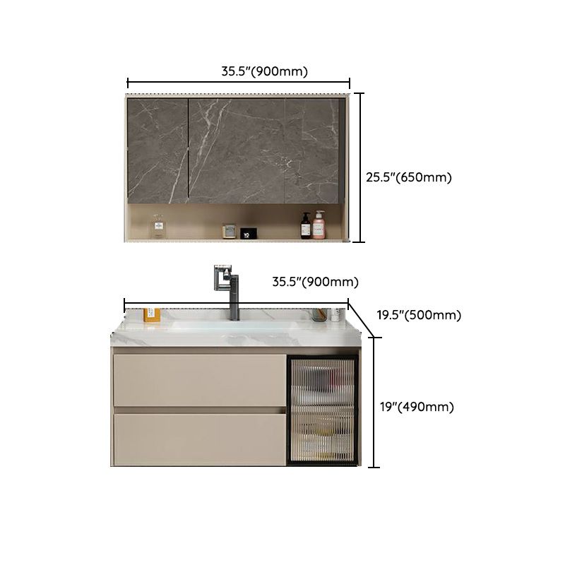 Single Sink Bathroom Vanity Set White 2 Drawers Wall-Mounted Wood Frame Rectangular Clearhalo 'Bathroom Remodel & Bathroom Fixtures' 'Bathroom Vanities' 'bathroom_vanities' 'Home Improvement' 'home_improvement' 'home_improvement_bathroom_vanities' 1200x1200_2003e232-9c74-4f9b-941b-c6c8a4c4e1e2