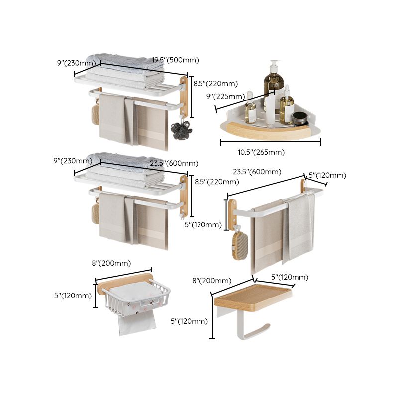 White Metal and Solid Wood Bathroom Accessories Hardware Set Clearhalo 'Bathroom Hardware Sets' 'Bathroom Hardware' 'Bathroom Remodel & Bathroom Fixtures' 'bathroom_hardware_sets' 'Home Improvement' 'home_improvement' 'home_improvement_bathroom_hardware_sets' 1200x1200_205380d8-3742-4e10-ba4c-8dede431fb9c